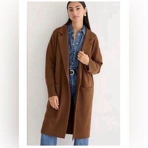 J Crew Ella Merino wool Brown Open Sweater Cardigan size Medium